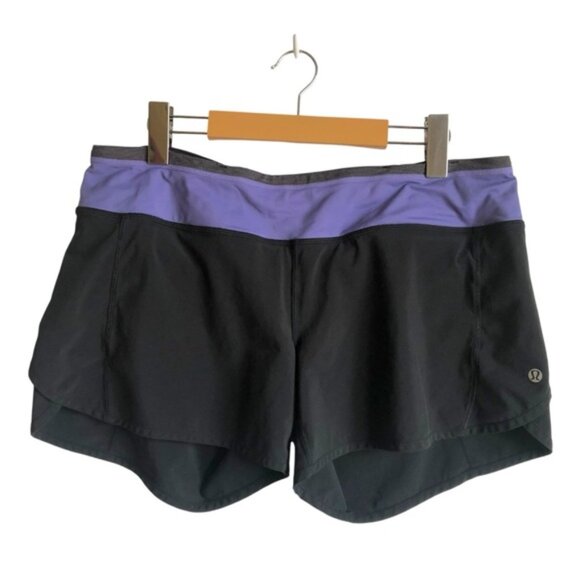 Lululemon Turbo Run Short Black / Persian Purple Size 10 - Picture 3 of 4